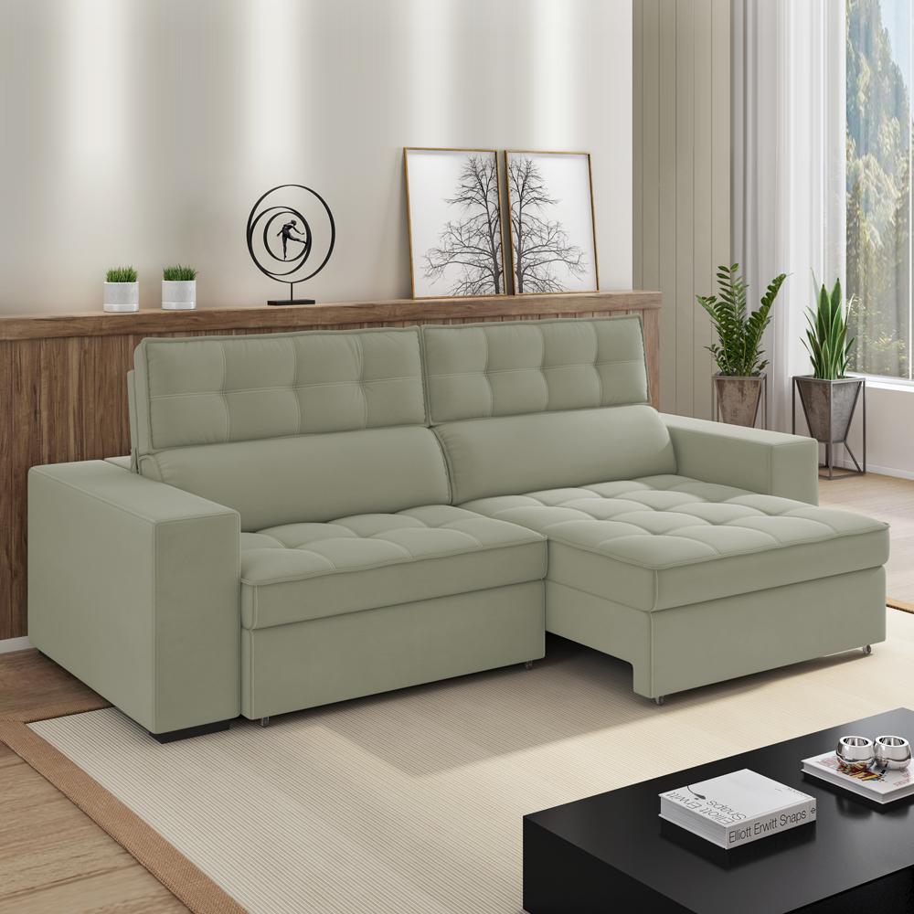 Sofa Retratil E Reclinavel 3 Lugares 246 cm Evidence SL 940 Veludo Moll