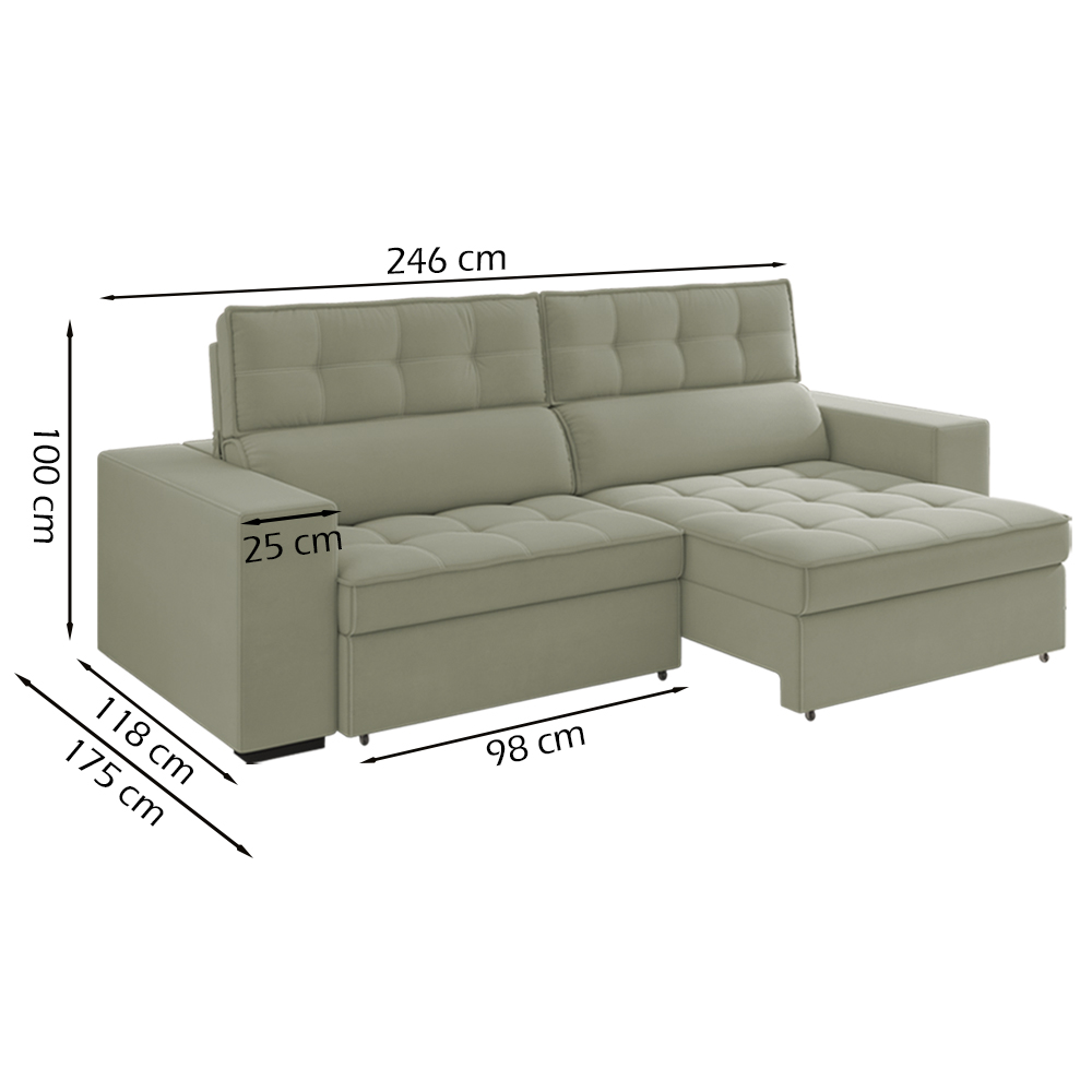 Sofa Retratil E Reclinavel 3 Lugares 246 cm Evidence SL 940 Veludo Moll