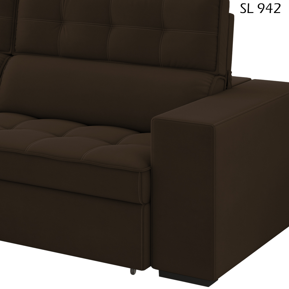 Sofa Retratil E Reclinavel 3 Lugares 246 cm Evidence SL 942 Veludo Moll