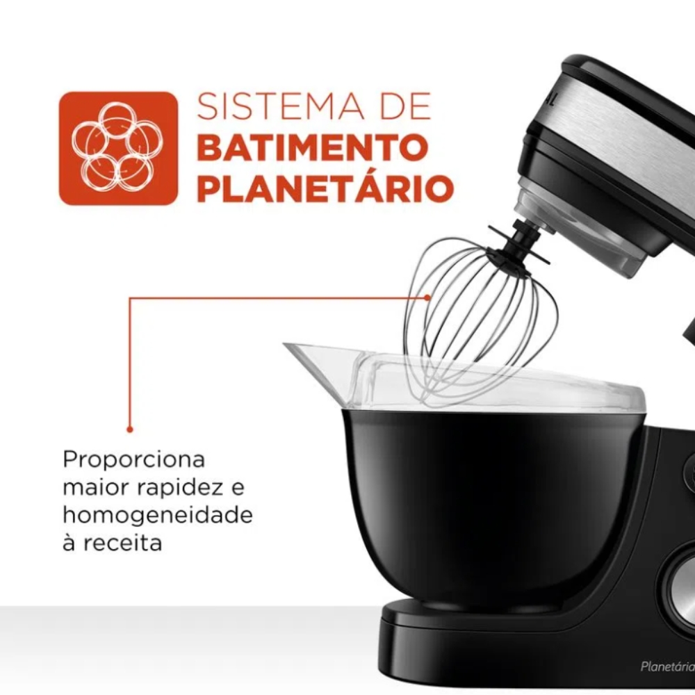 Batedeira Planetária Premium 700w 4,5l Preto Mondial 110V