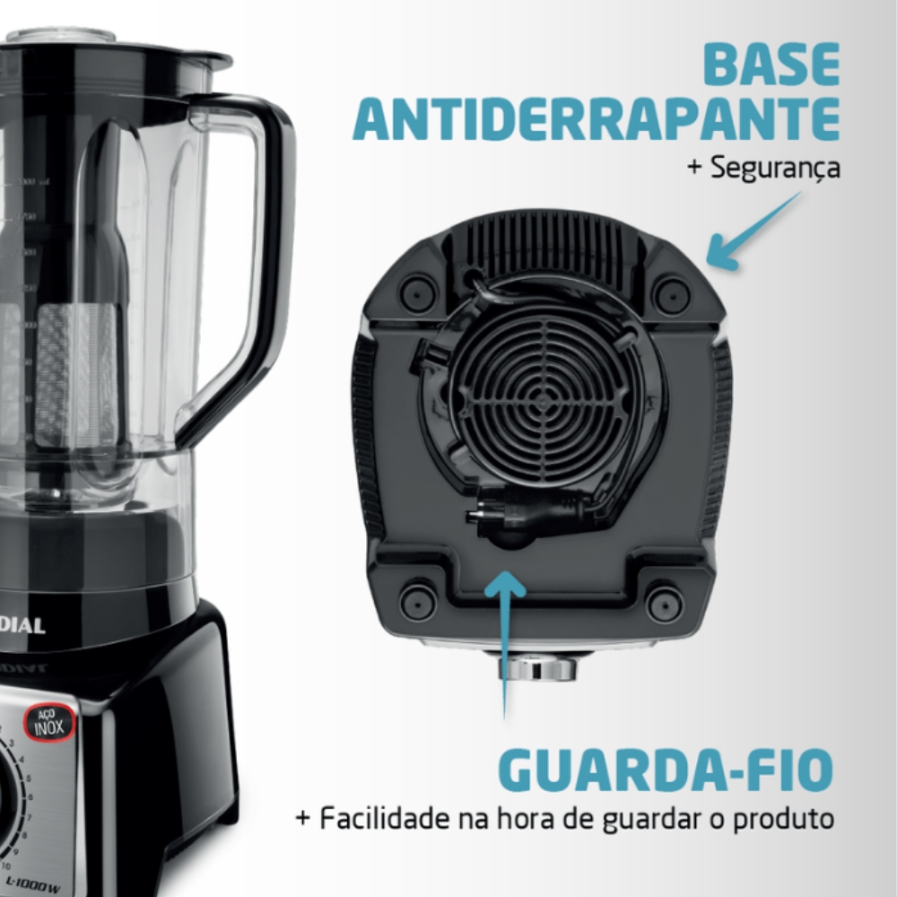 Liquidificador Turbo Preto/Inox 1000W 12 Velocidades Mondial 110V