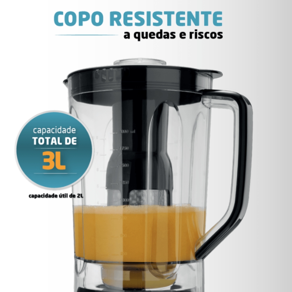 Liquidificador Turbo Preto/Inox 1000W 12 Velocidades Mondial 110V