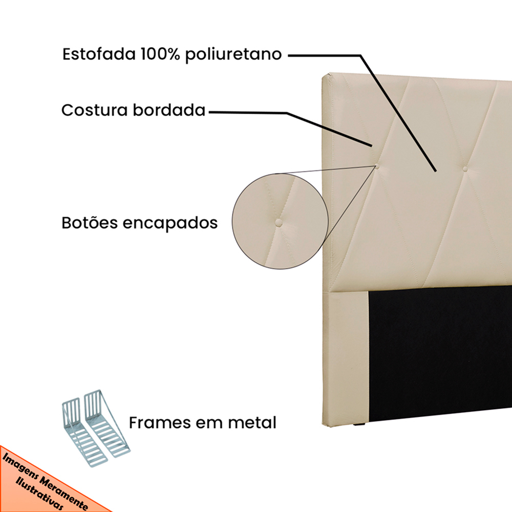 Cabeceira Solteiro 90cm Decorativa Lionel Corano Bege - Montanaris Decor
