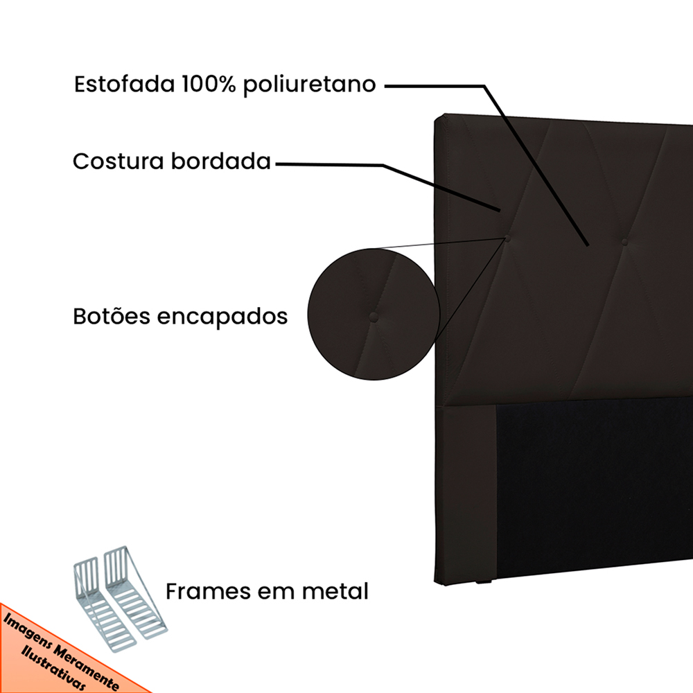 Cabeceira Solteiro 90cm Decorativa Lionel Corano Marrom - Montanaris Decor