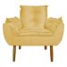 Conjunto Decorativo Poltrona com Puff Opala Suede Amarelo - Montanaris Decor