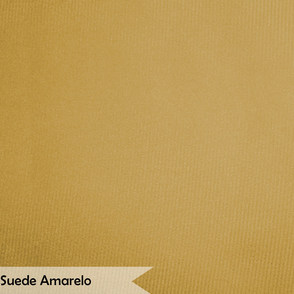 Conjunto Decorativo Poltrona com Puff Opala Suede Amarelo - Montanaris Decor