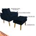 Conjunto Decorativo Poltrona com Puff Opala Suede Azul Marinho - Montanaris Decor