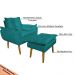 Conjunto Decorativo Poltrona com Puff Opala Suede Azul Turquesa - Montanaris Decor
