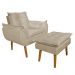 Conjunto Decorativo Poltrona com Puff Opala Suede Bege - Montanaris Decor