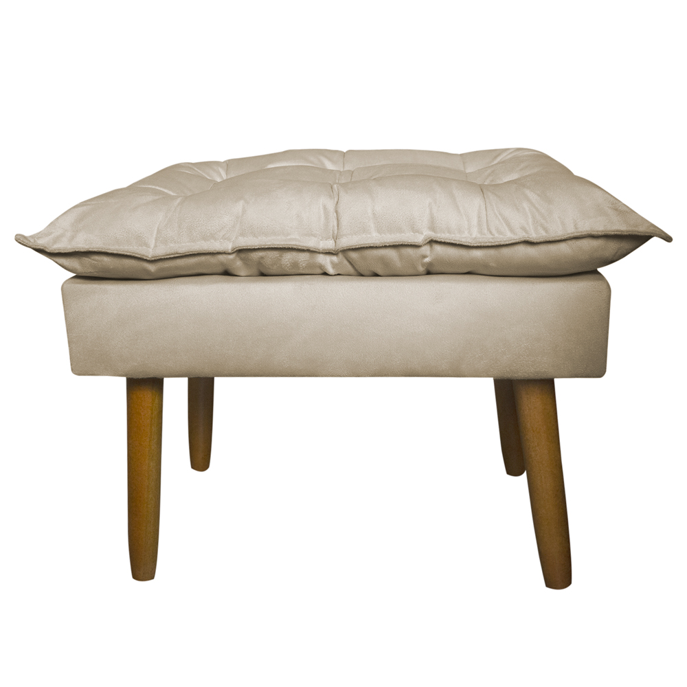 Conjunto Decorativo Poltrona com Puff Opala Suede Bege - Montanaris Decor