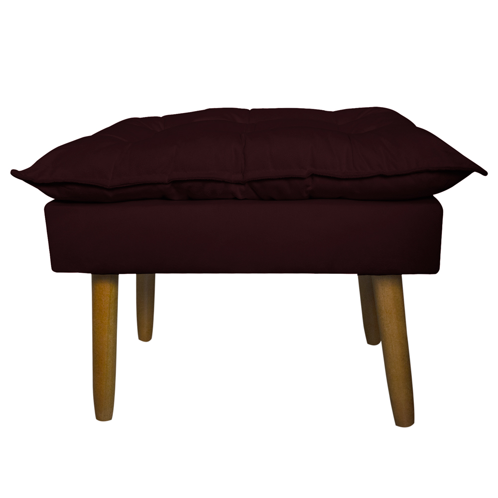 Conjunto Decorativo Poltrona com Puff Opala Suede Bordô - Montanaris Decor