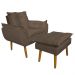 Conjunto Decorativo Poltrona com Puff Opala Suede Cappuccino - Montanaris Decor