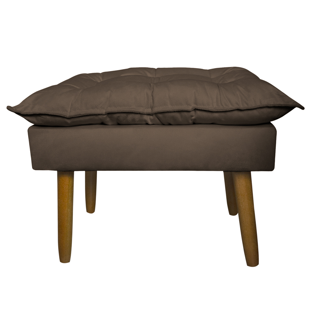 Conjunto Decorativo Poltrona com Puff Opala Suede Cappuccino - Montanaris Decor