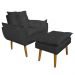 Conjunto Decorativo Poltrona com Puff Opala Suede Cinza - Montanaris Decor