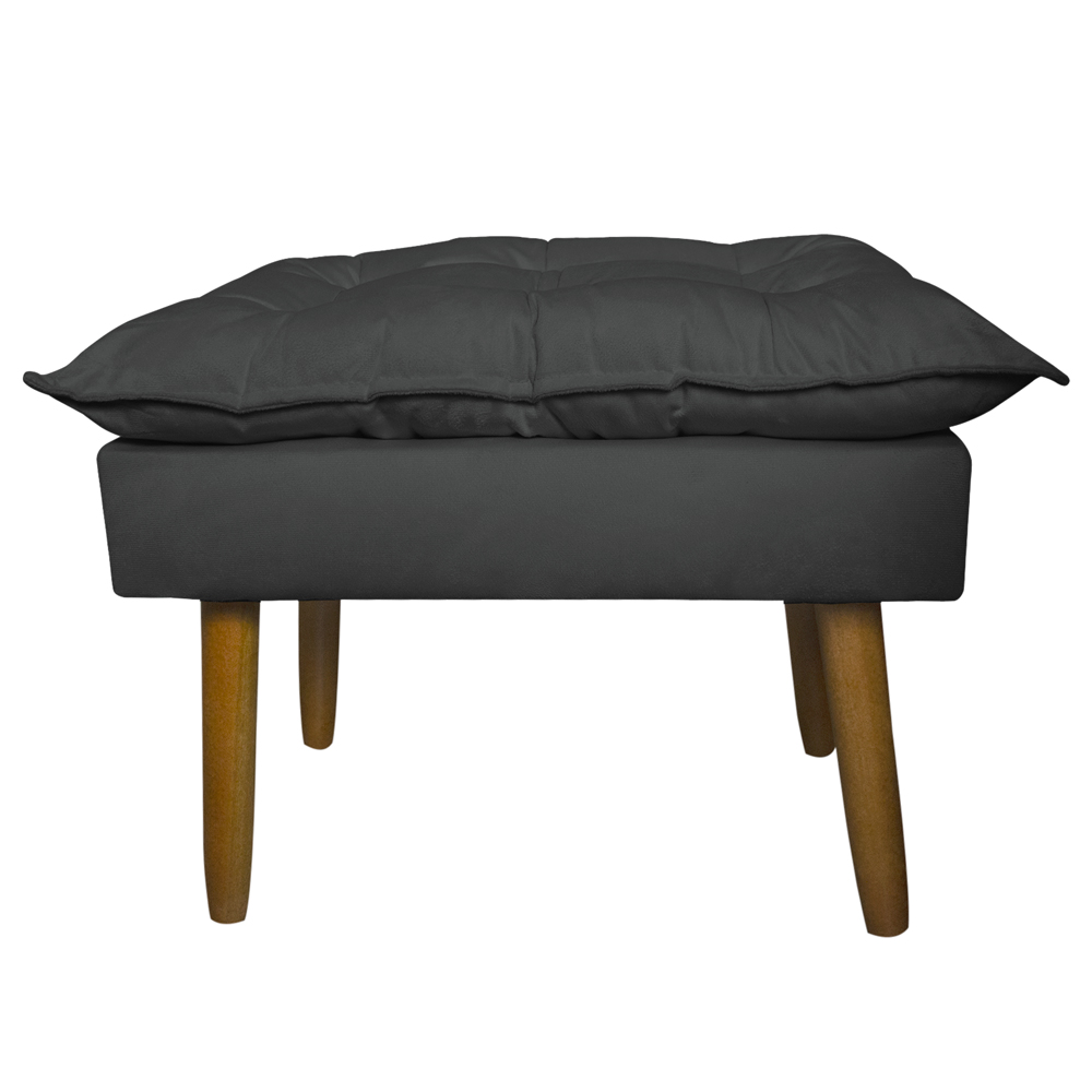 Conjunto Decorativo Poltrona com Puff Opala Suede Cinza - Montanaris Decor