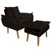 Conjunto Decorativo Poltrona com Puff Opala Suede Marrom - Montanaris Decor