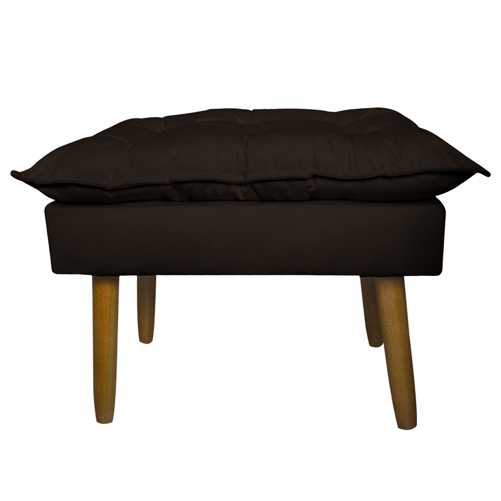 Conjunto Decorativo Poltrona com Puff Opala Suede Marrom - Montanaris Decor