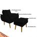 Conjunto Decorativo Poltrona com Puff Opala Suede Preto - Montanaris Decor