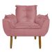 Conjunto Decorativo Poltrona com Puff Opala Suede Rosa - Montanaris Decor