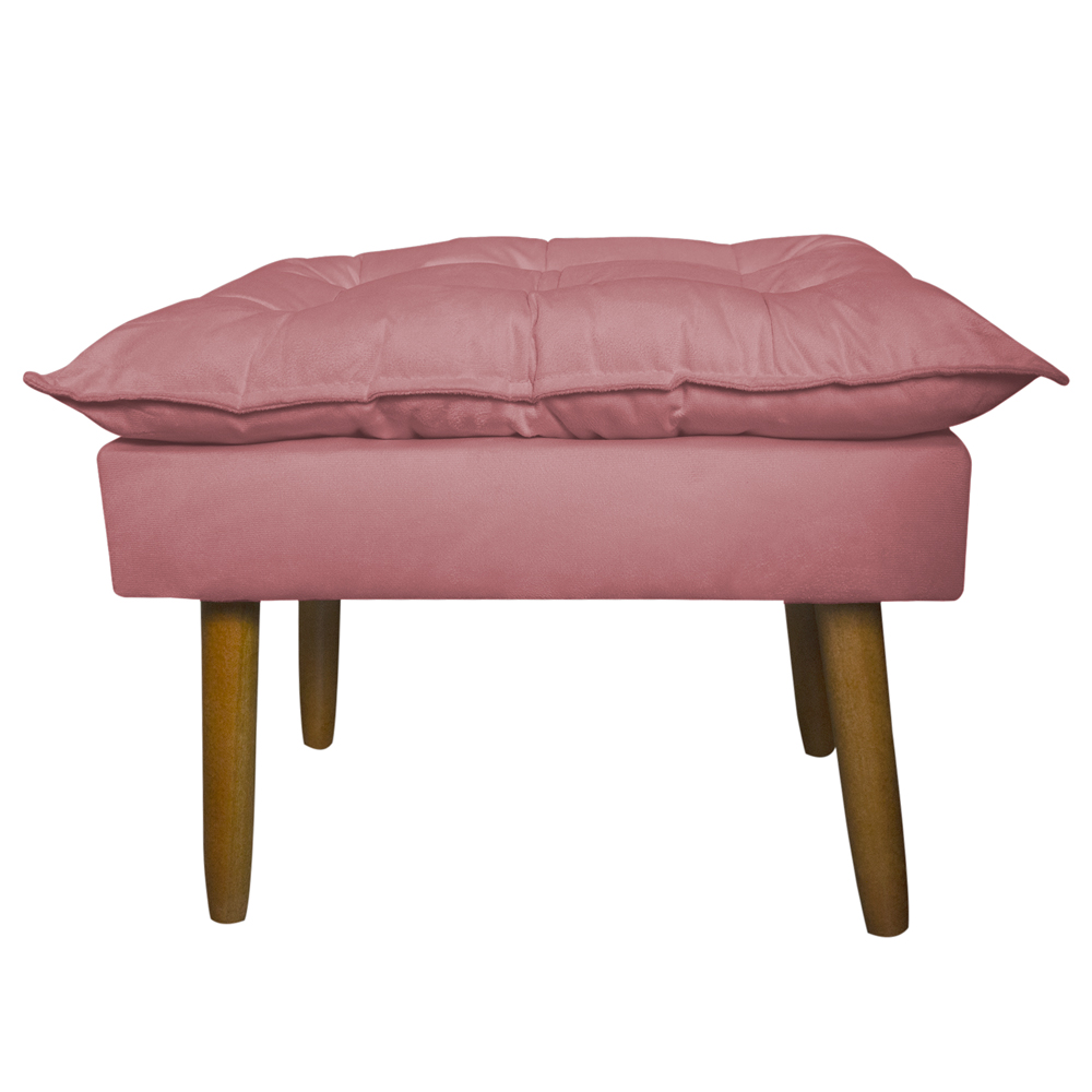 Conjunto Decorativo Poltrona com Puff Opala Suede Rosa - Montanaris Decor