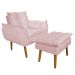 Conjunto Decorativo Poltrona com Puff Opala Suede Rosa Claro - Montanaris Decor