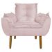 Conjunto Decorativo Poltrona com Puff Opala Suede Rosa Claro - Montanaris Decor