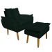 Conjunto Decorativo Poltrona com Puff Opala Suede Verde - Montanaris Decor