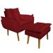 Conjunto Decorativo Poltrona com Puff Opala Suede Vermelho - Montanaris Decor