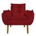Conjunto Decorativo Poltrona com Puff Opala Suede Vermelho - Montanaris Decor