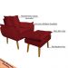 Conjunto Decorativo Poltrona com Puff Opala Suede Vermelho - Montanaris Decor