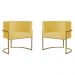 Kit 2 Poltronas Decorativa Sala de Estar Luana Base Gold Suede Amarelo - Montanaris Decor