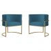 Kit 2 Poltronas Decorativa Sala de Estar Luana Base Gold Suede Azul - Montanaris Decor