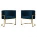 Kit 2 Poltronas Decorativa Sala de Estar Luana Base Gold Suede Azul Marinho - Montanaris Decor