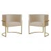 Kit 2 Poltronas Decorativa Sala de Estar Luana Base Gold Suede Bege - Montanaris Decor
