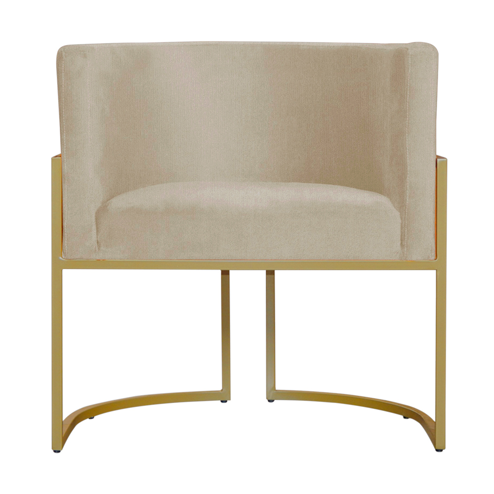 Kit 2 Poltronas Decorativa Sala de Estar Luana Base Gold Suede Bege - Montanaris Decor