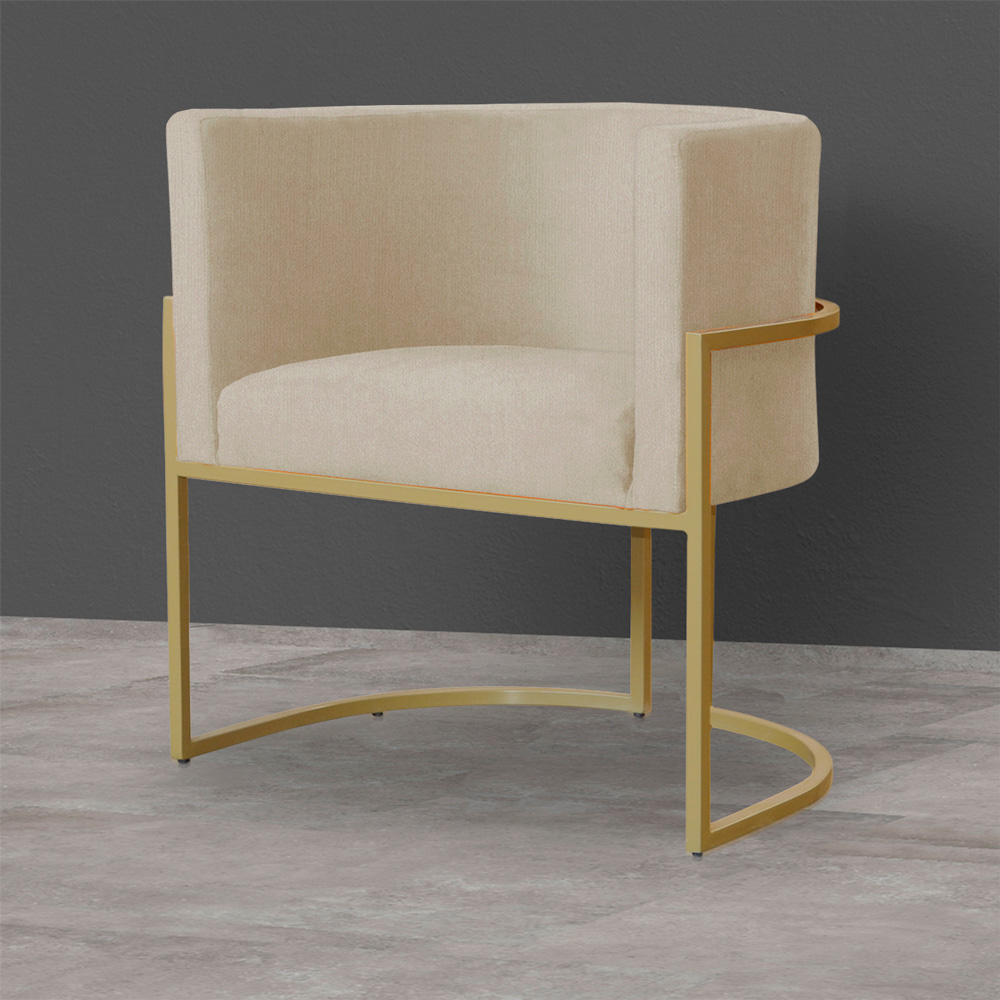 Kit 2 Poltronas Decorativa Sala de Estar Luana Base Gold Suede Bege - Montanaris Decor