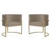 Kit 2 Poltronas Decorativa Sala de Estar Luana Base Gold Suede Cappuccino - Montanaris Decor