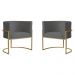 Kit 2 Poltronas Decorativa Sala de Estar Luana Base Gold Suede Cinza - Montanaris Decor