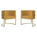 Kit 2 Poltronas Decorativa Sala de Estar Luana Base Gold Suede Mostarda - Montanaris Decor