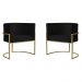 Kit 2 Poltronas Decorativa Sala de Estar Luana Base Gold Suede Preto - Montanaris Decor