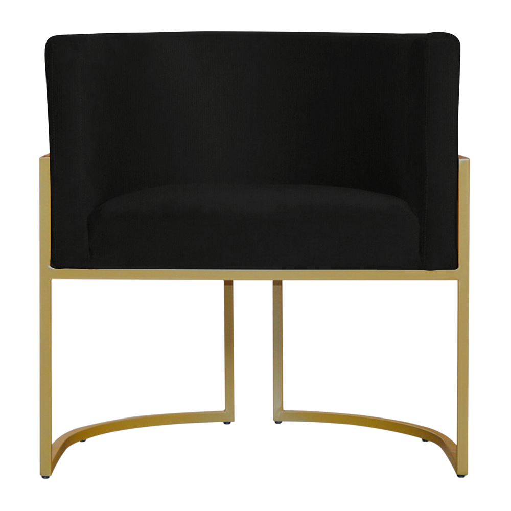 Kit 2 Poltronas Decorativa Sala de Estar Luana Base Gold Suede Preto - Montanaris Decor