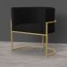 Kit 2 Poltronas Decorativa Sala de Estar Luana Base Gold Suede Preto - Montanaris Decor