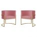 Kit 2 Poltronas Decorativa Sala de Estar Luana Base Gold Suede Rosa - Montanaris Decor