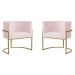 Kit 2 Poltronas Decorativa Sala de Estar Luana Base Gold Suede Rosa Claro - Montanaris Decor
