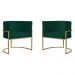 Kit 2 Poltronas Decorativa Sala de Estar Luana Base Gold Suede Verde - Montanaris Decor