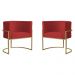 Kit 2 Poltronas Decorativa Sala de Estar Luana Base Gold Suede Vermelho - Montanaris Decor