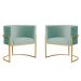 Kit 2 Poltronas Decorativa Sala de Estar Luana Base Gold Veludo Acqua - Montanaris Decor