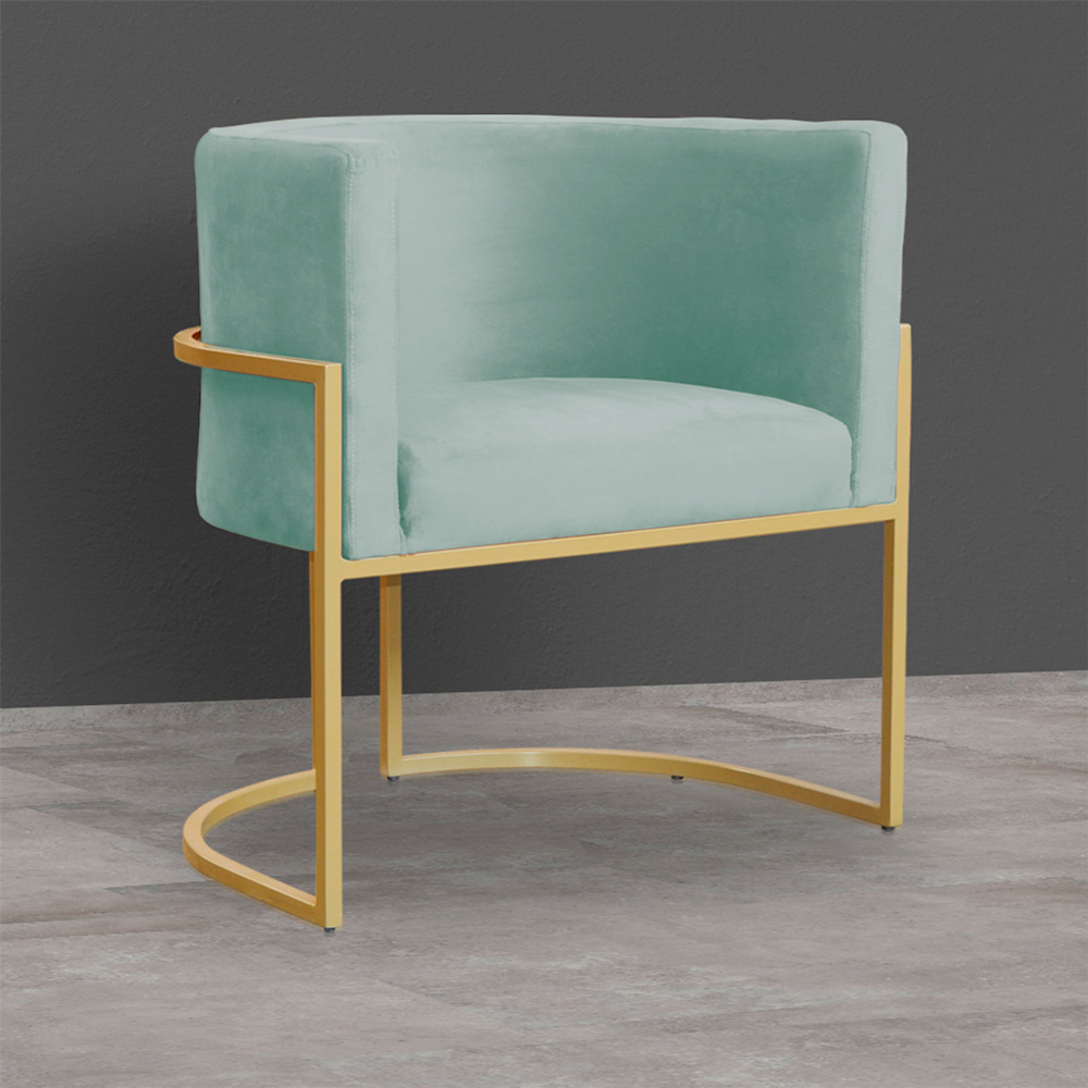 Kit 2 Poltronas Decorativa Sala de Estar Luana Base Gold Veludo Acqua - Montanaris Decor