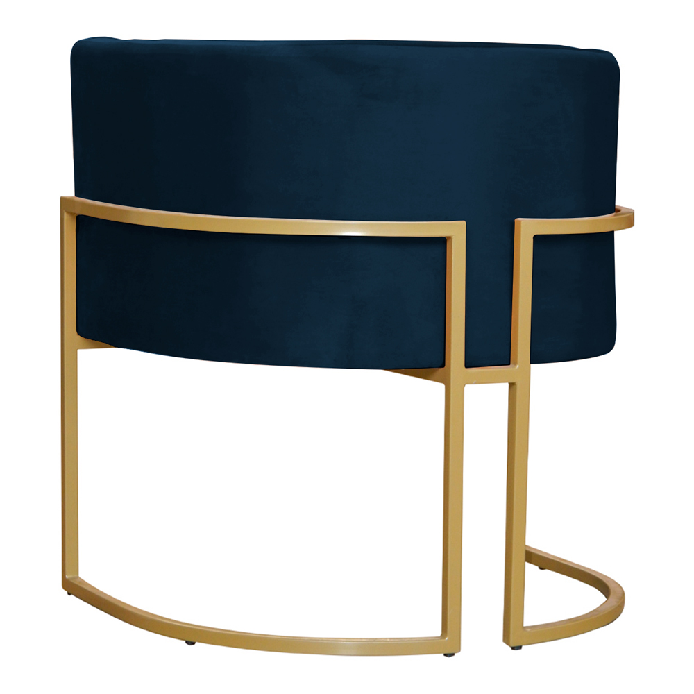 Kit 2 Poltronas Decorativa Sala de Estar Luana Base Gold Veludo Azul Marinho - Montanaris Decor