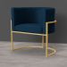 Kit 2 Poltronas Decorativa Sala de Estar Luana Base Gold Veludo Azul Marinho - Montanaris Decor